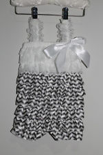 Lace and Satin Romper - Gray Zig Zag