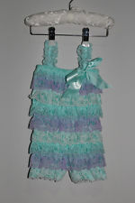 Lace and Satin Romper -  Mint/Lavendar