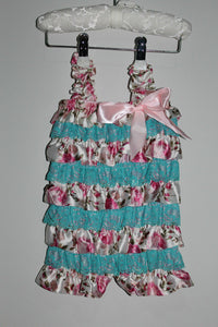 Lace and Satin Romper - Floral