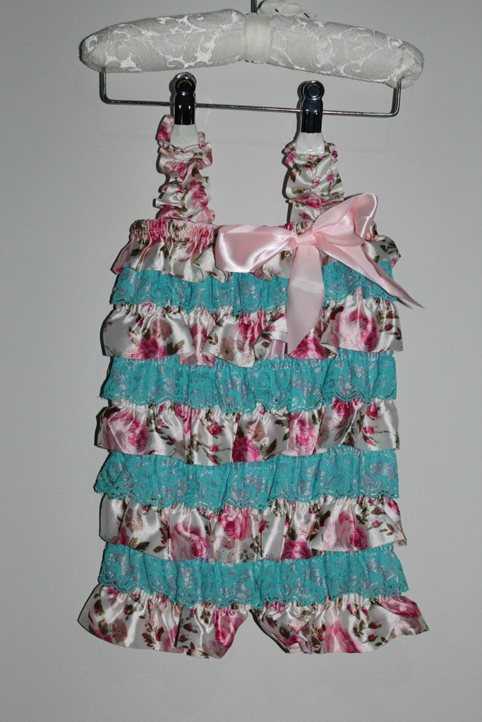 Lace and Satin Romper - Floral