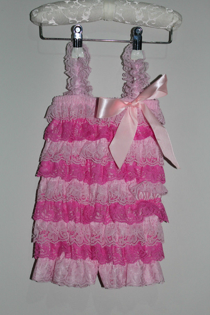 Lace and Satin Romper - Pink