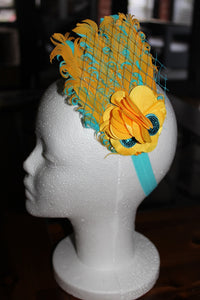 Feather Headband  - Blue/Yellow