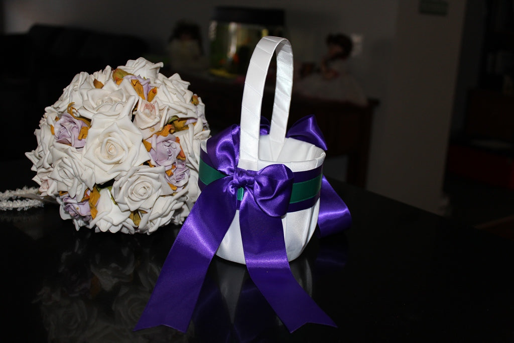 Flower Girl Basket - Purple/Green