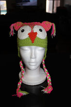 Load image into Gallery viewer, Owl Ear Flap Crochet Beanie (Green)
