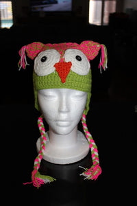 Owl Ear Flap Crochet Beanie (Green)