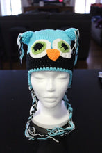 Load image into Gallery viewer, Owl Ear Flap Crochet Beanie (Green Eyes)
