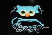 Load image into Gallery viewer, Owl Ear Flap Crochet Beanie (Green Eyes)
