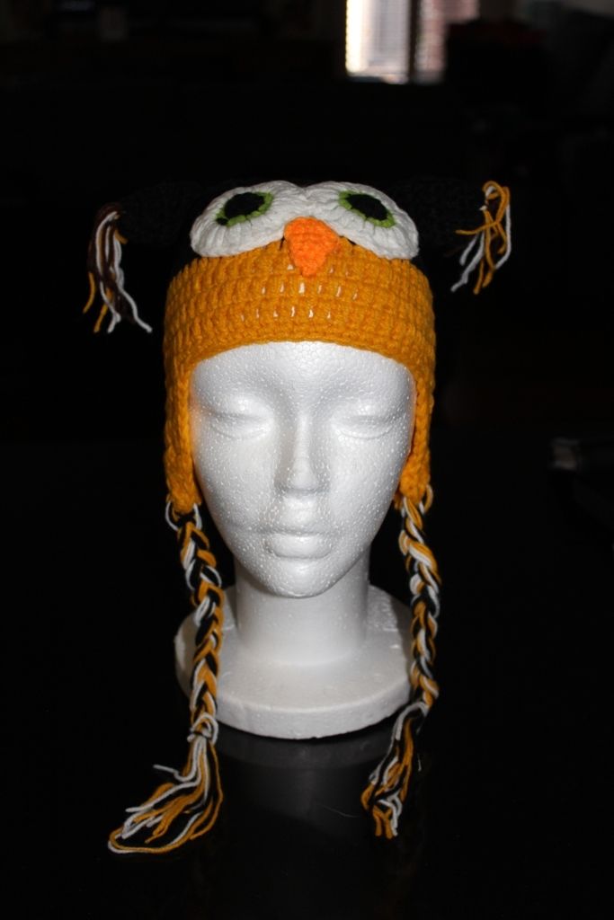 Owl Ear Flap Crochet Beanie (Mustard)