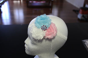 Shabby Chic Headband  - Pink/Blue/White