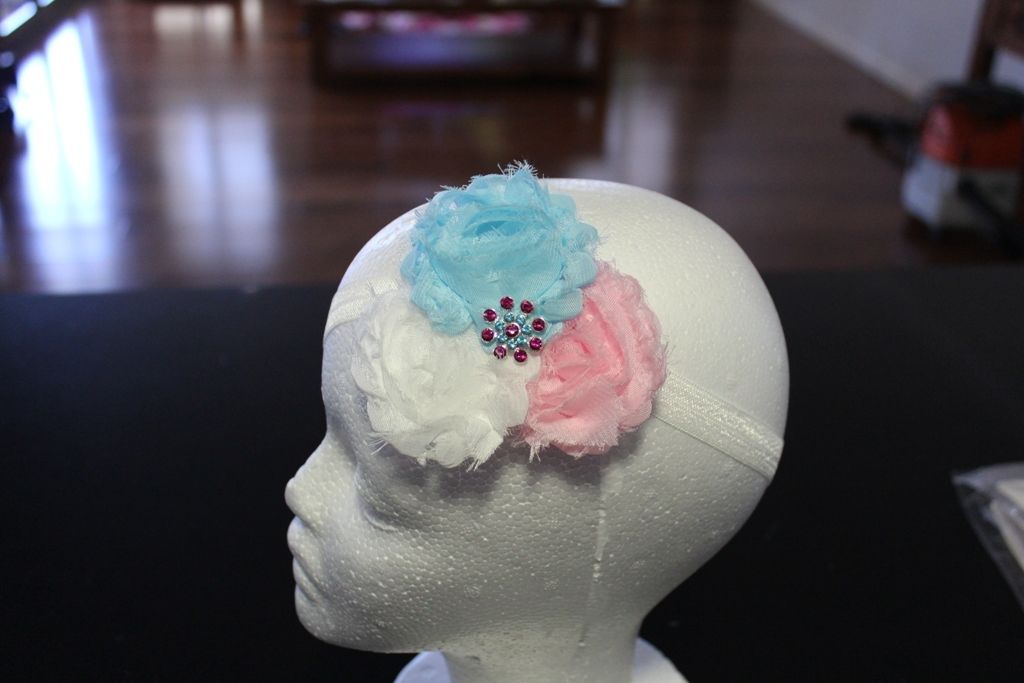 Shabby Chic Headband  - Pink/Blue/White