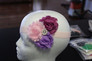 Shabby Chic Headband  - Purple/Pink