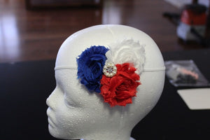Shabby Chic Headband  - Red/White/Blue
