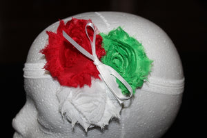 Shabby Chic Headband  - Red/Green/White