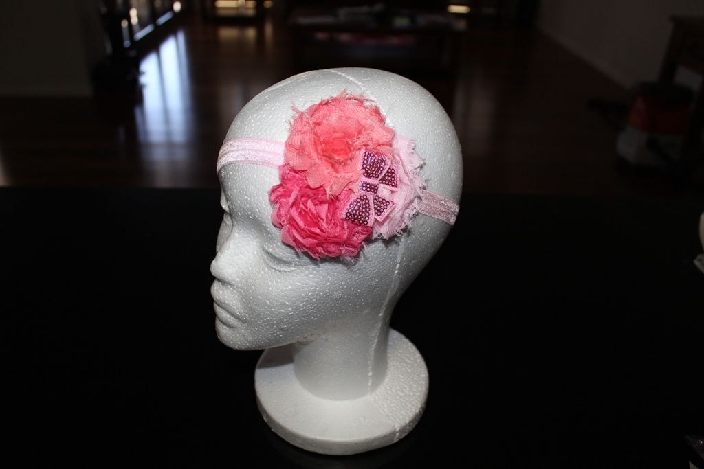 Shabby Chic Headband  - Pink/Peach