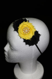 Shabby Chic Headband  - Yellow & Black