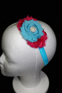 Shabby Chic Headband  - Pink & Blue