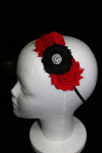 Shabby Chic Headband  - Red & Black