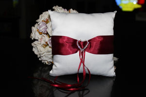 Wedding Ring Bearer Pillow - Dark Red